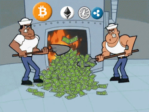 cryptos are burning money.gif
